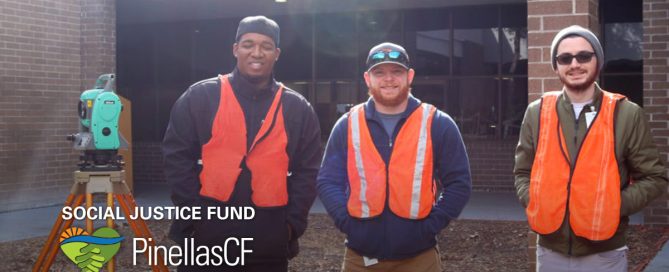 Land Surveying course students with equipment.