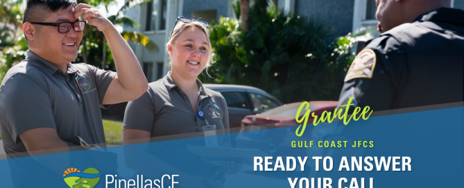 CALL program community navigators discuss a case with a St. Petersburg Police officer who reached out for their expertise.