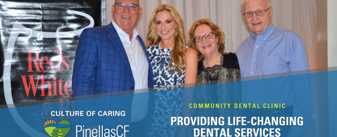 Co-chair Bradley Meinck, co-chair and CDC board member Dr. Lee Ann Brown, Helen Umberg, and CDC past board chair Paul Umberg at the Community Dental Clinic&rsquo;s Reds, Whites, and Bites event on Friday, April 19, 2024.