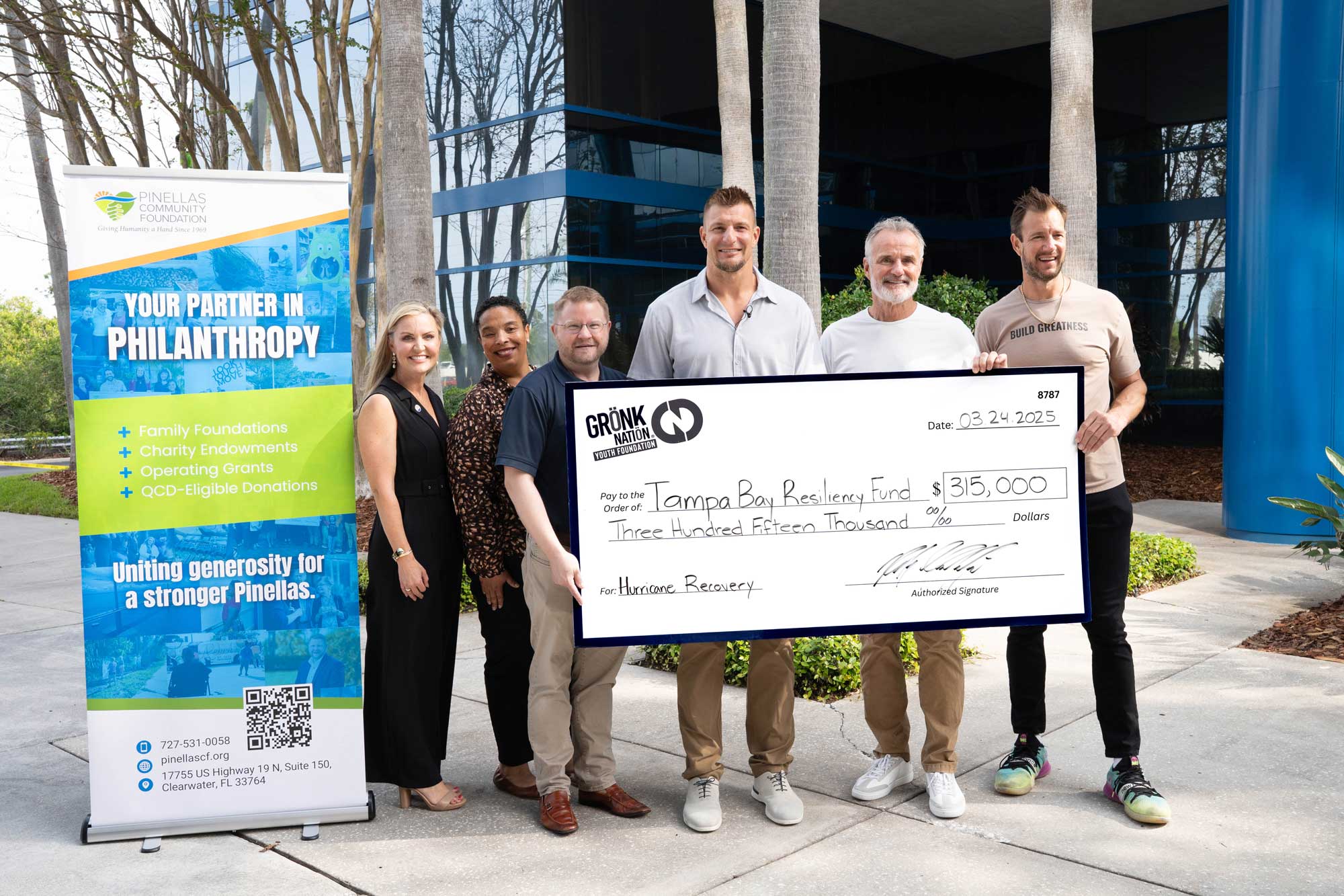  Rob Gronkowski of Gronk Nation Youth Foundation donates $315,000 to the Tampa Bay Resiliency Fund.