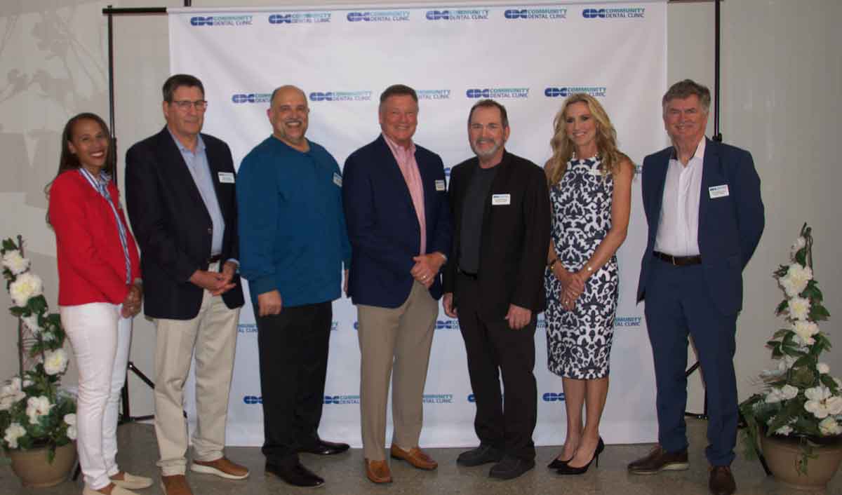 Community Dental Clinic Board of Directors members Patricia Barris, Treasurer John Fischer, Dr. Geroge Kostakis, Chair Bruce Livingston, Vice Chair Dr. Rod Anthony, Dr. Lee Ann Brown, and David Rankin, Esq.